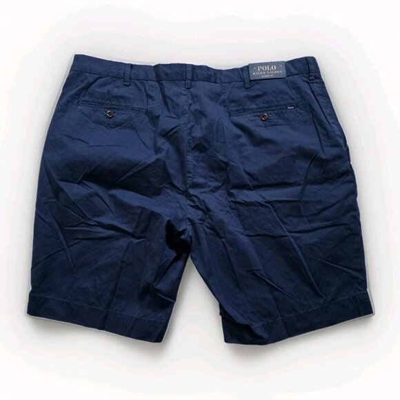 Polo Ralph Lauren Chino Shorts Mens 42 Navy Pockets Zip Cotton Classic Fit 9" - Picture 16 of 16
